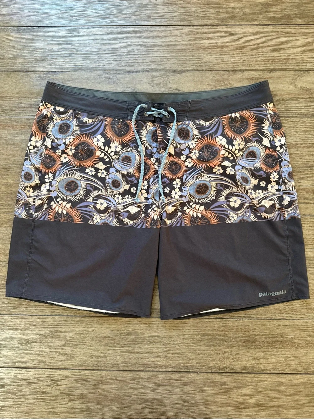 Patagonia Men's Panel Swim Shorts in Blue, Orange & Black